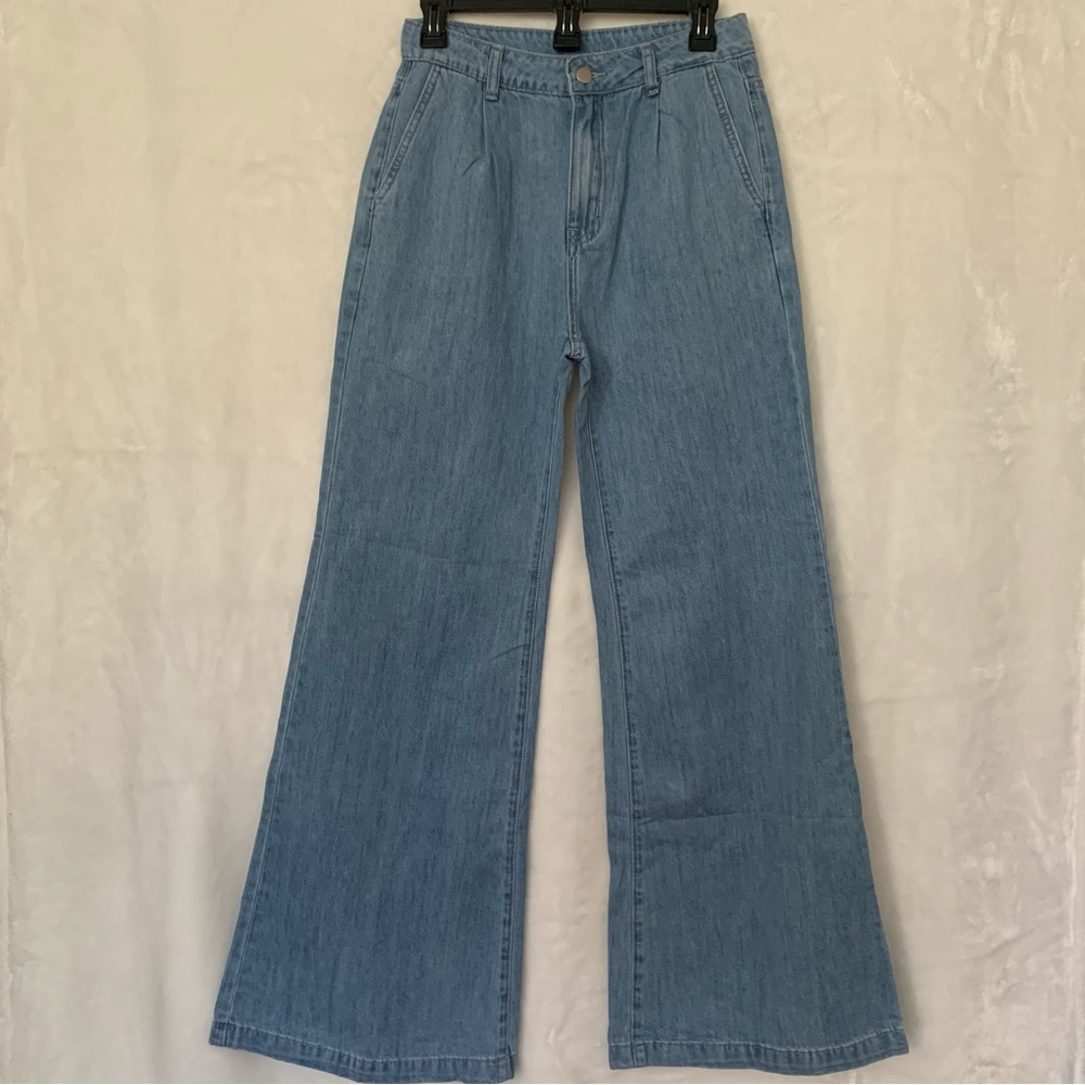 SHEIN Blue Jeans, Straight Wide Leg Jeans, Size S